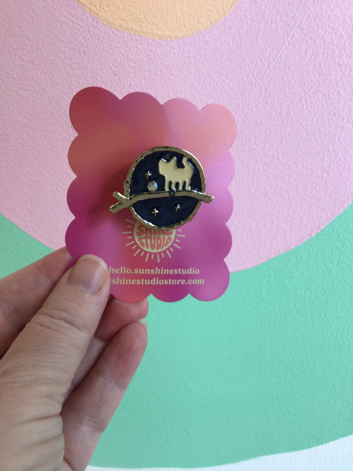 Cat On A Branch Enamel Pin