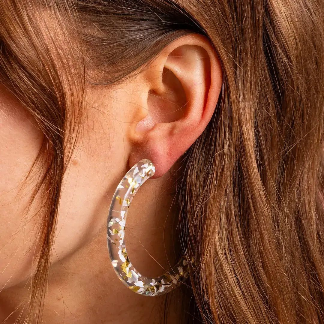Confetti Hoop Earrings - Assorted Colors - Each: Iridescent