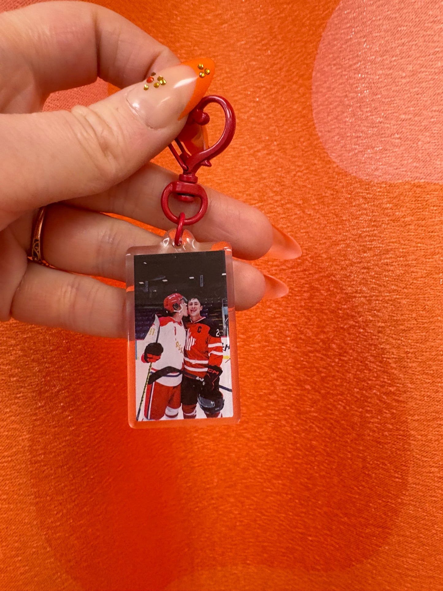 Heated Rivalry Hockey Kisses Bag Charm Keychain