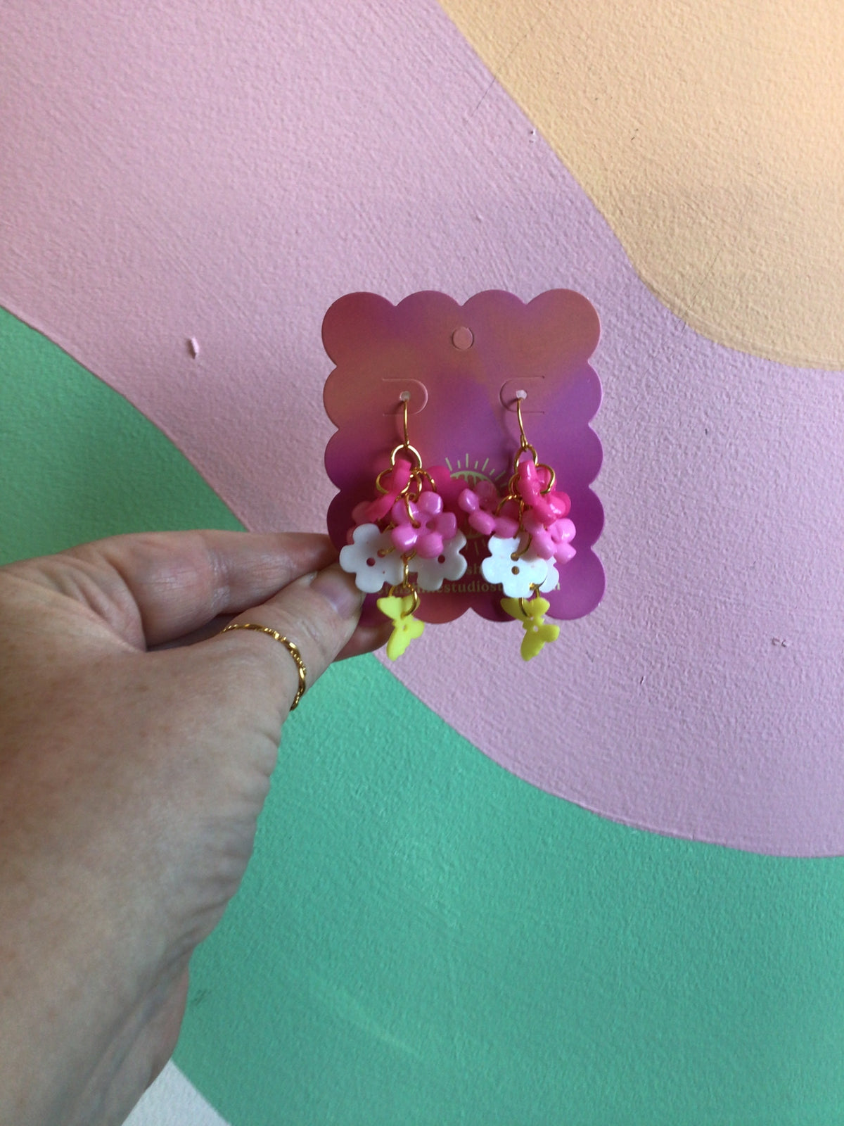 Bright and Fun Button Dangle Earrings