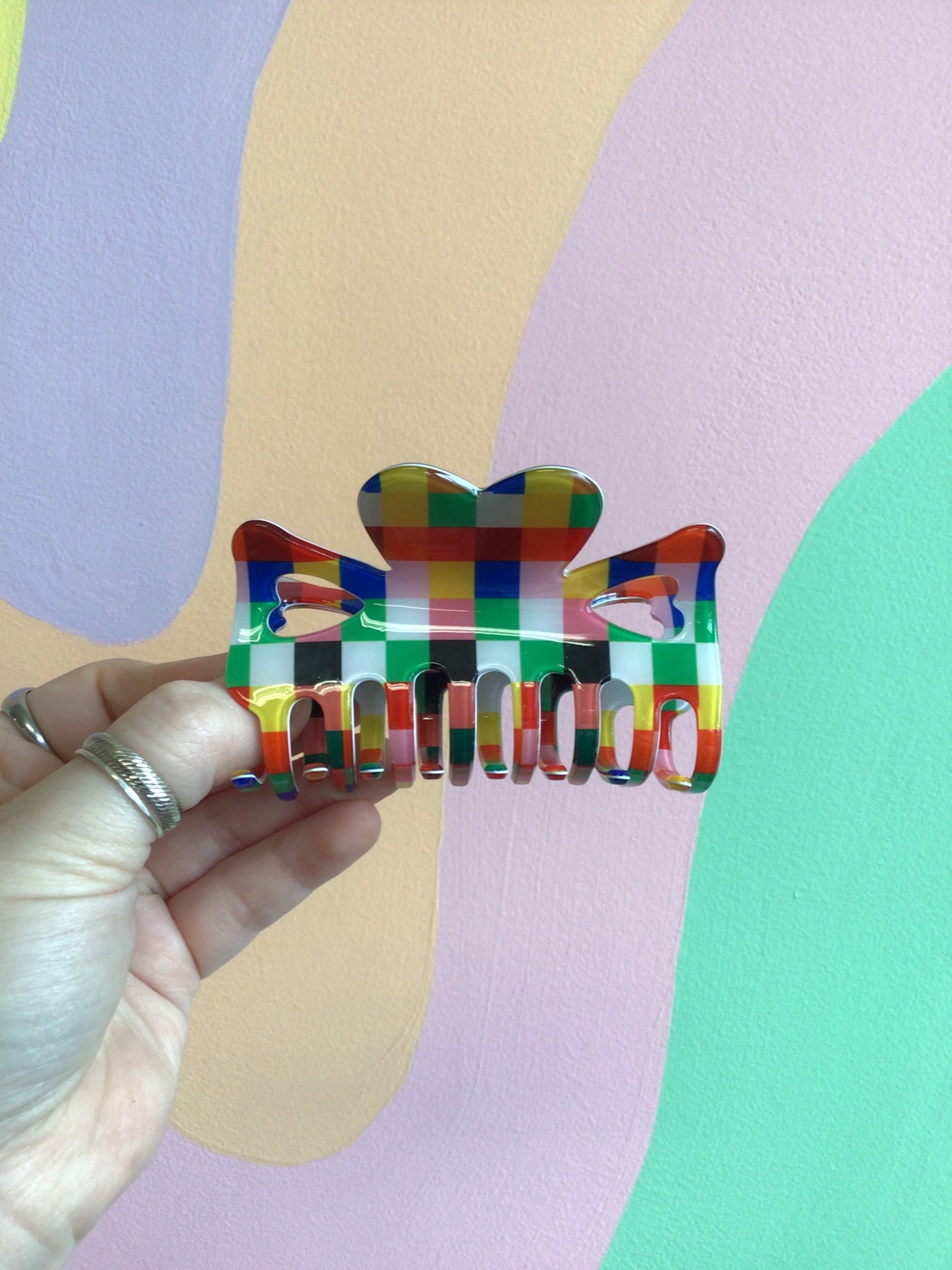 Rainbow Pixels Hair Claw