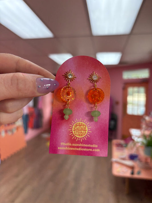 Orange Sparkly Album Dangle Earring