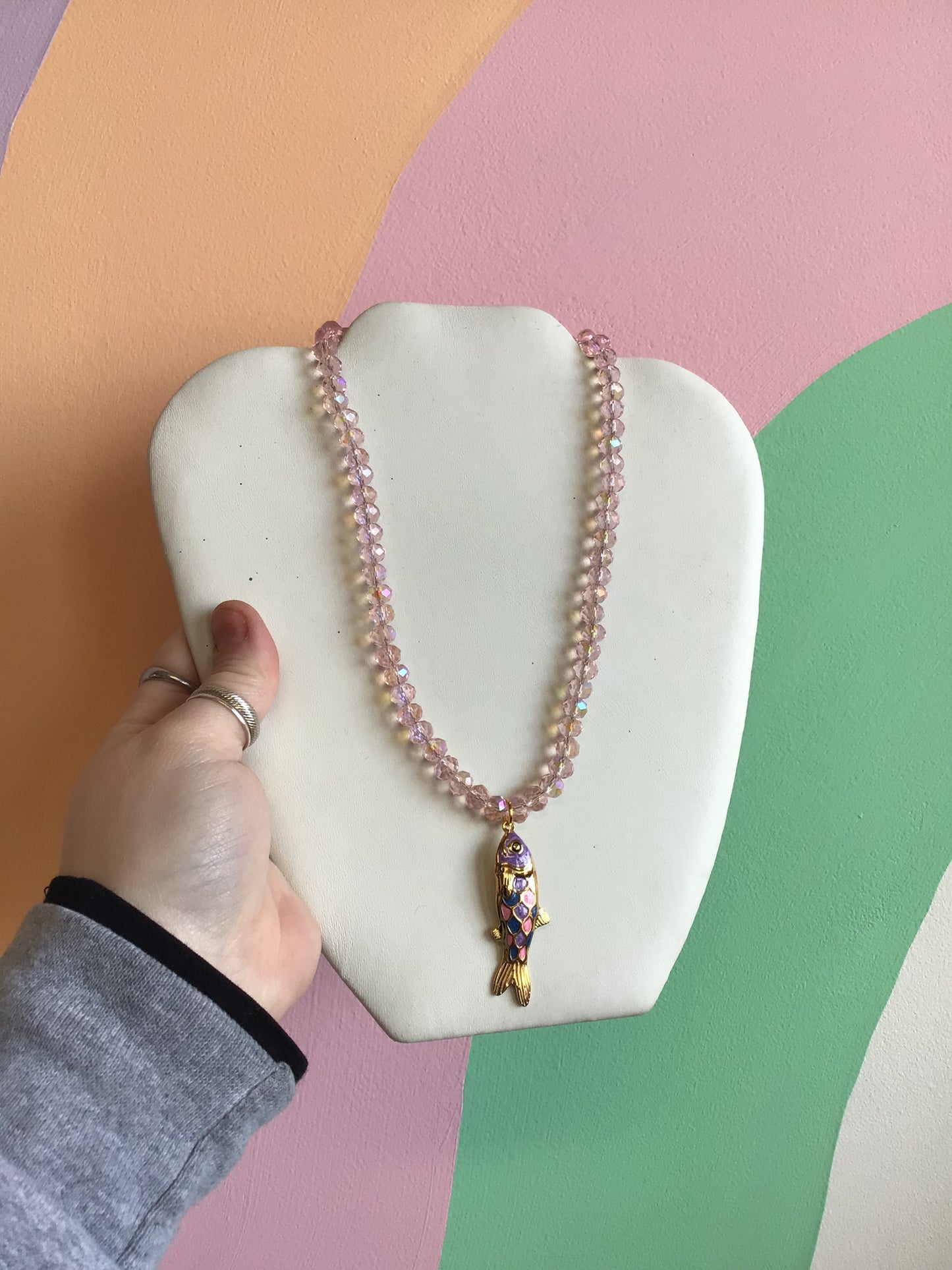 Single Color Glass Beaded Charm Necklace