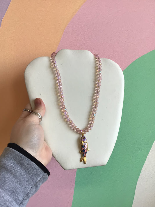 Single Color Glass Beaded Charm Necklace