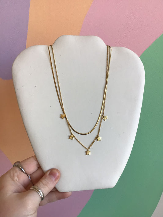 Layered Delicate Starburst Titanium Necklace