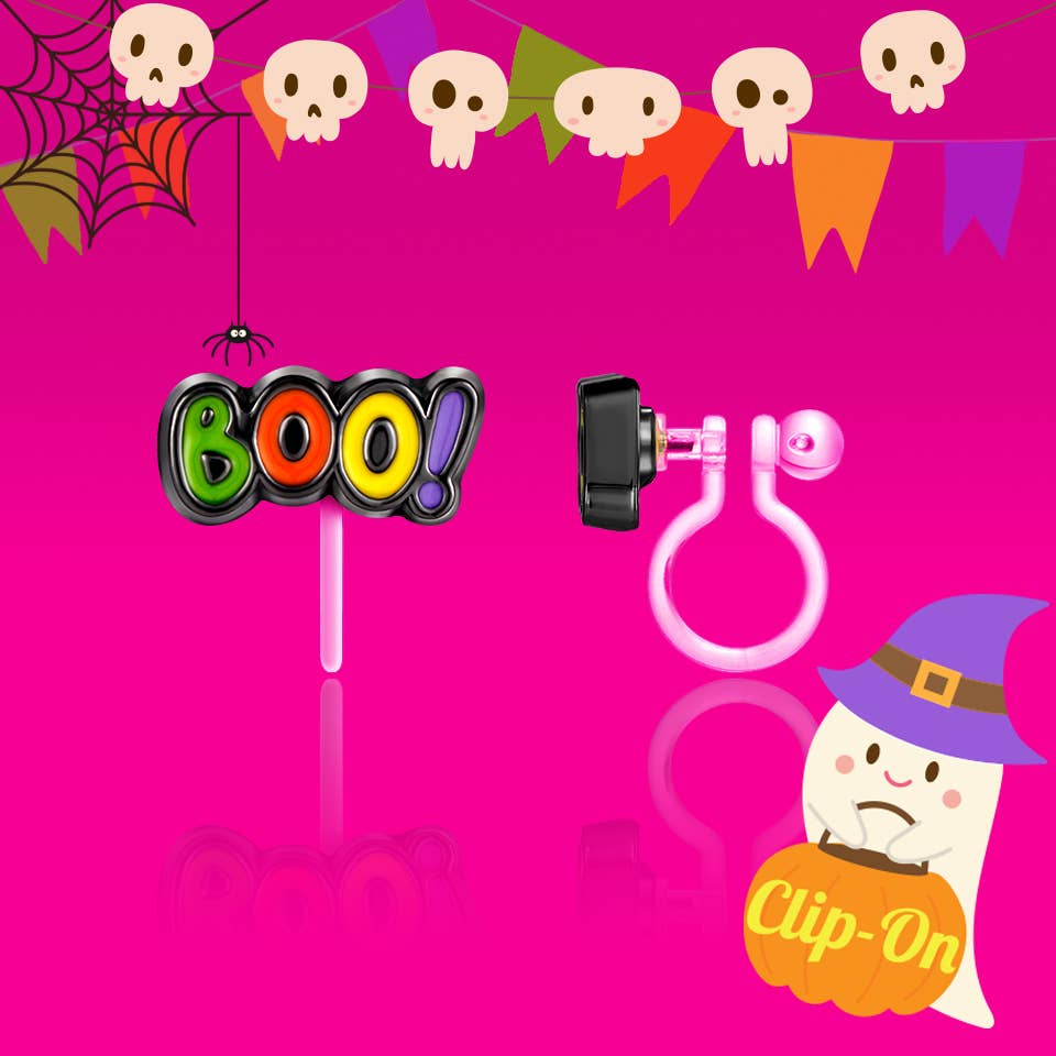 Boo | Halloween | Clip On Earrings for Girls