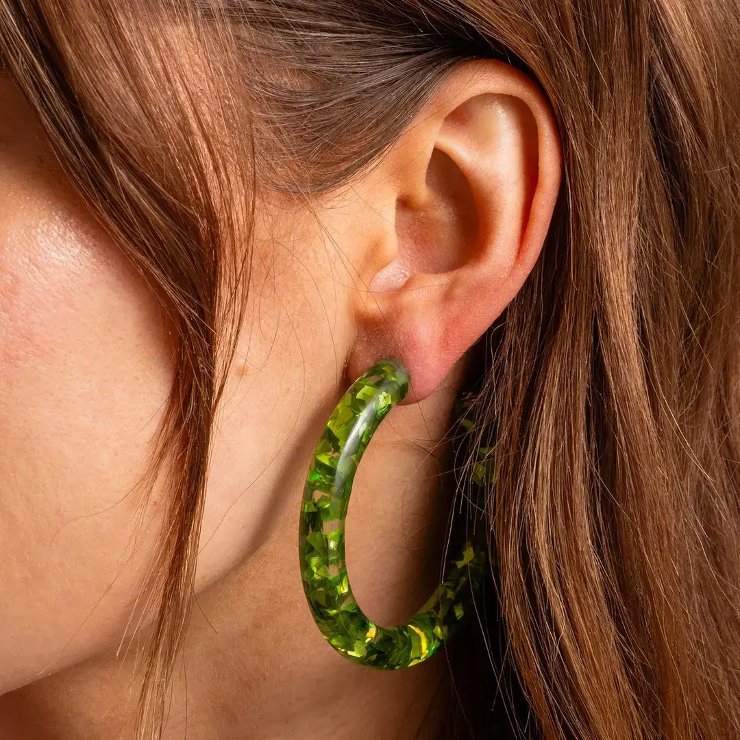 Confetti Hoop Earrings - Assorted Colors - Each: Iridescent