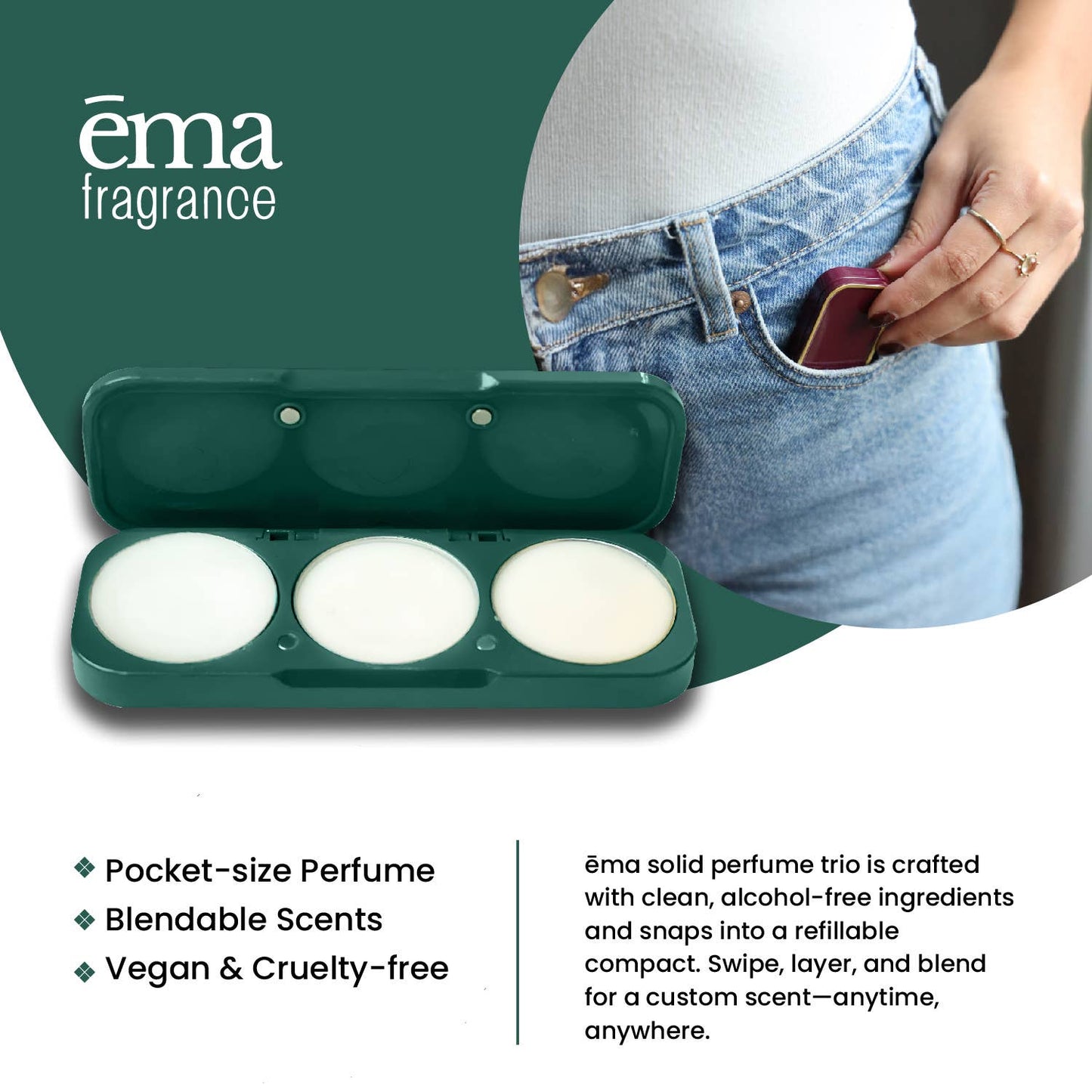 Invigorating Solid Perfume Set – Refillable Compact
