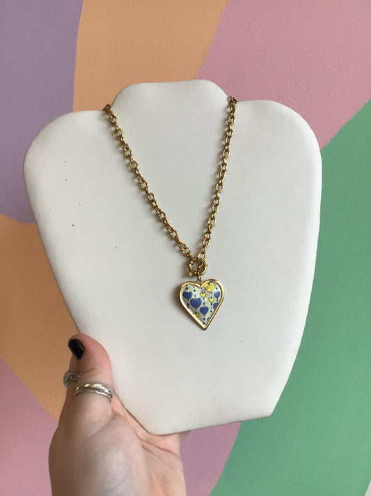 Enamel Coated Heart Charm Necklace