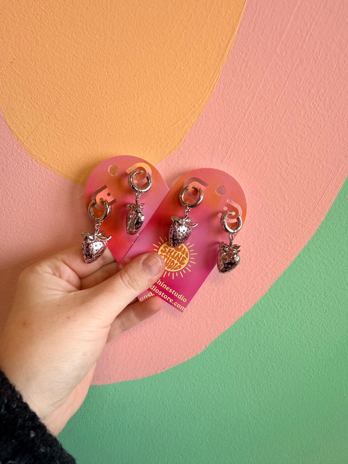 Strawberry Sparkle Dangle Earrings