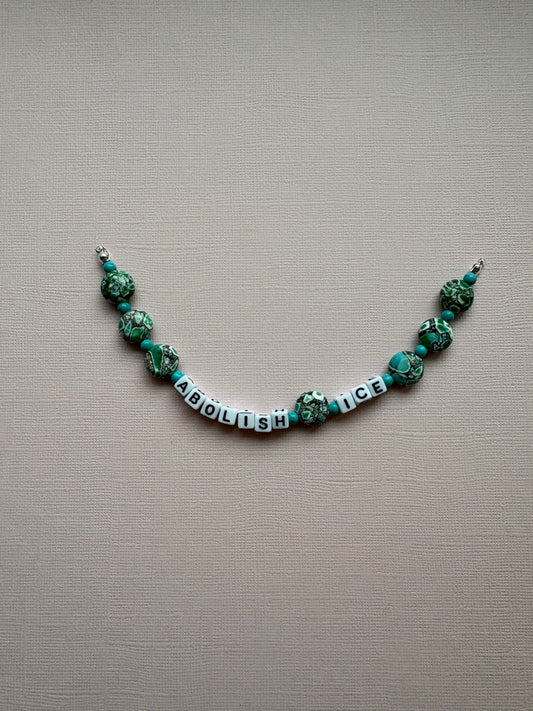 Abolish ICE turquoise patterned bracelet or bag charm