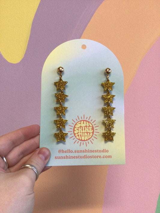 Glimmering Statement Star Earrings