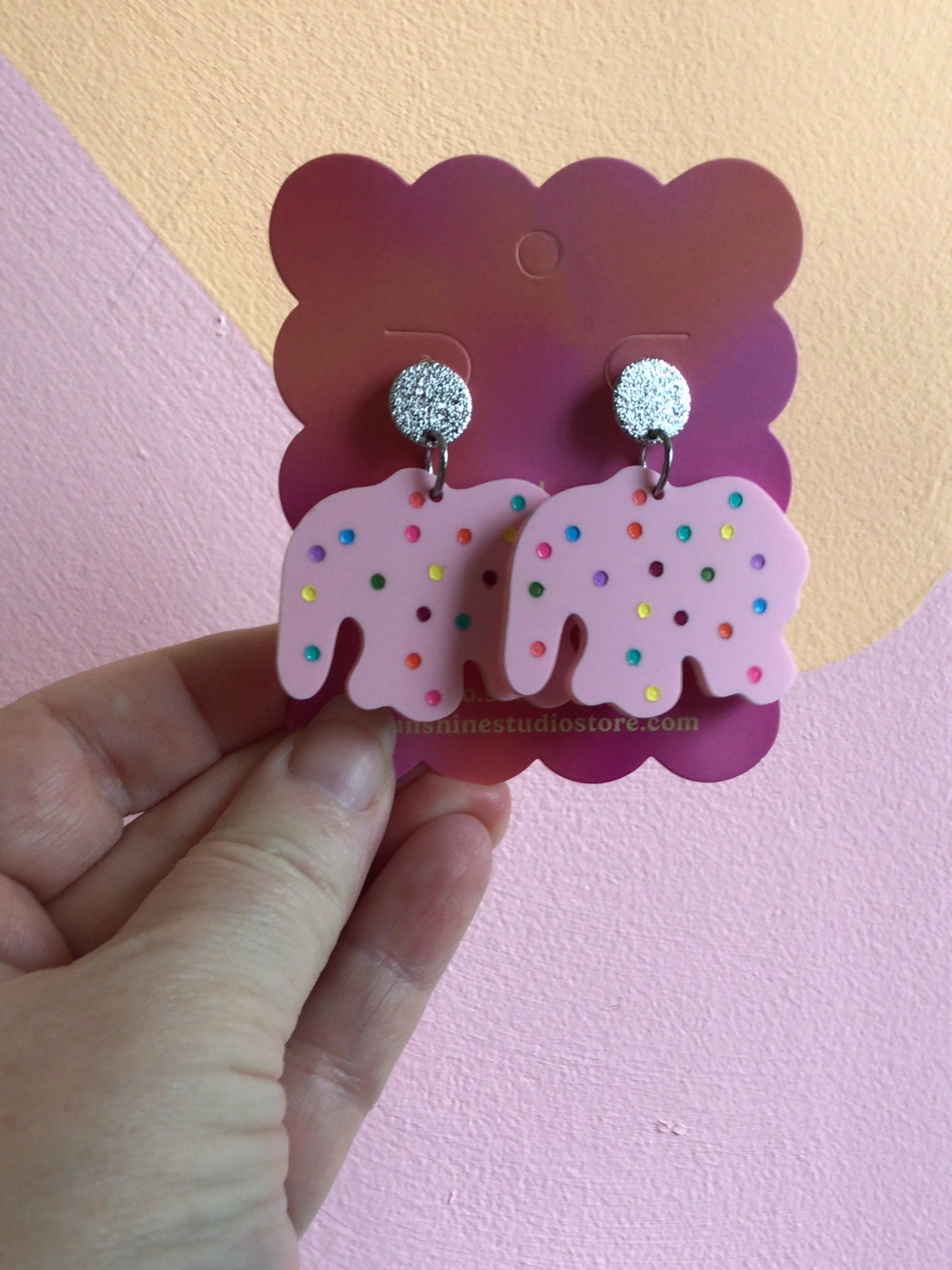 Pink Frosted Animal Cracker Earrings