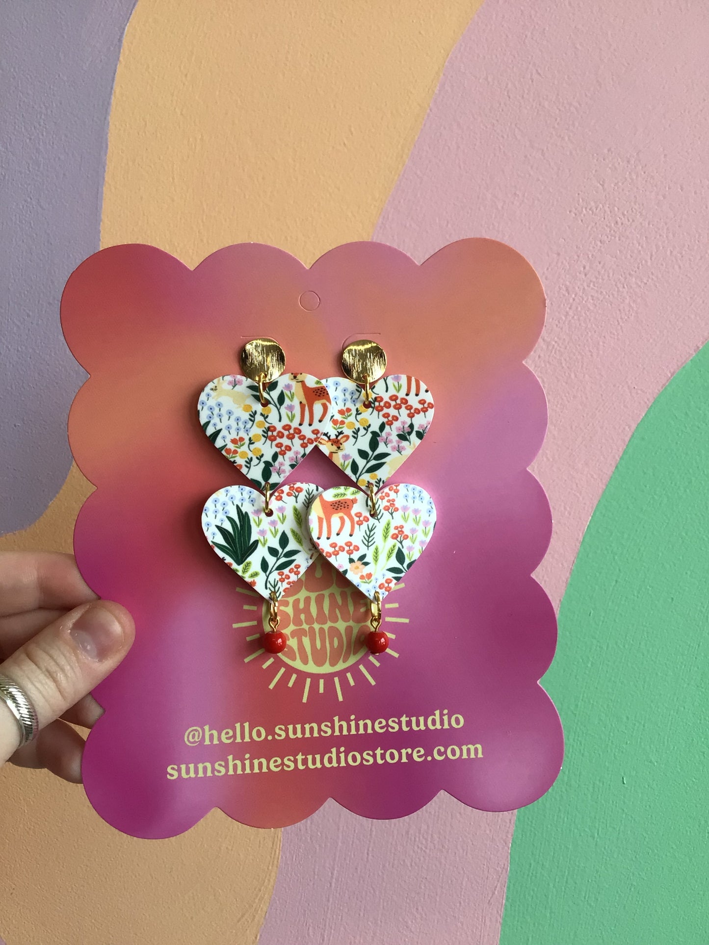 Printed Heart Dangles