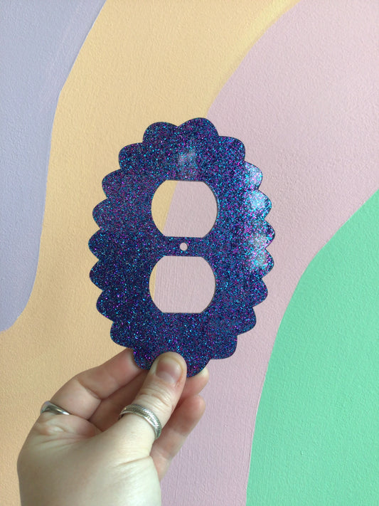 Midnight Blue and Purple Glitter Outlet Covers