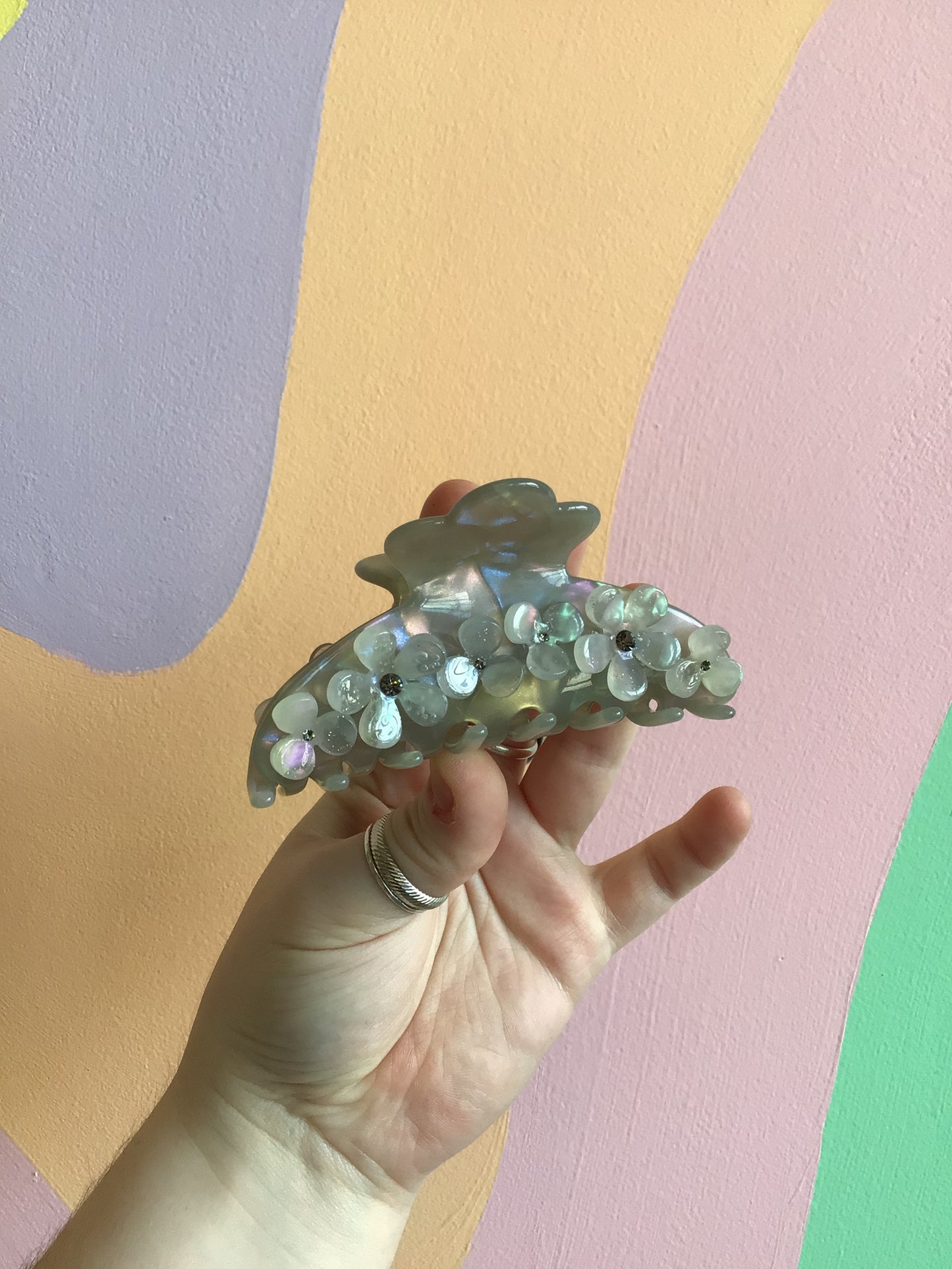 Appliqué Flower Hair Claws