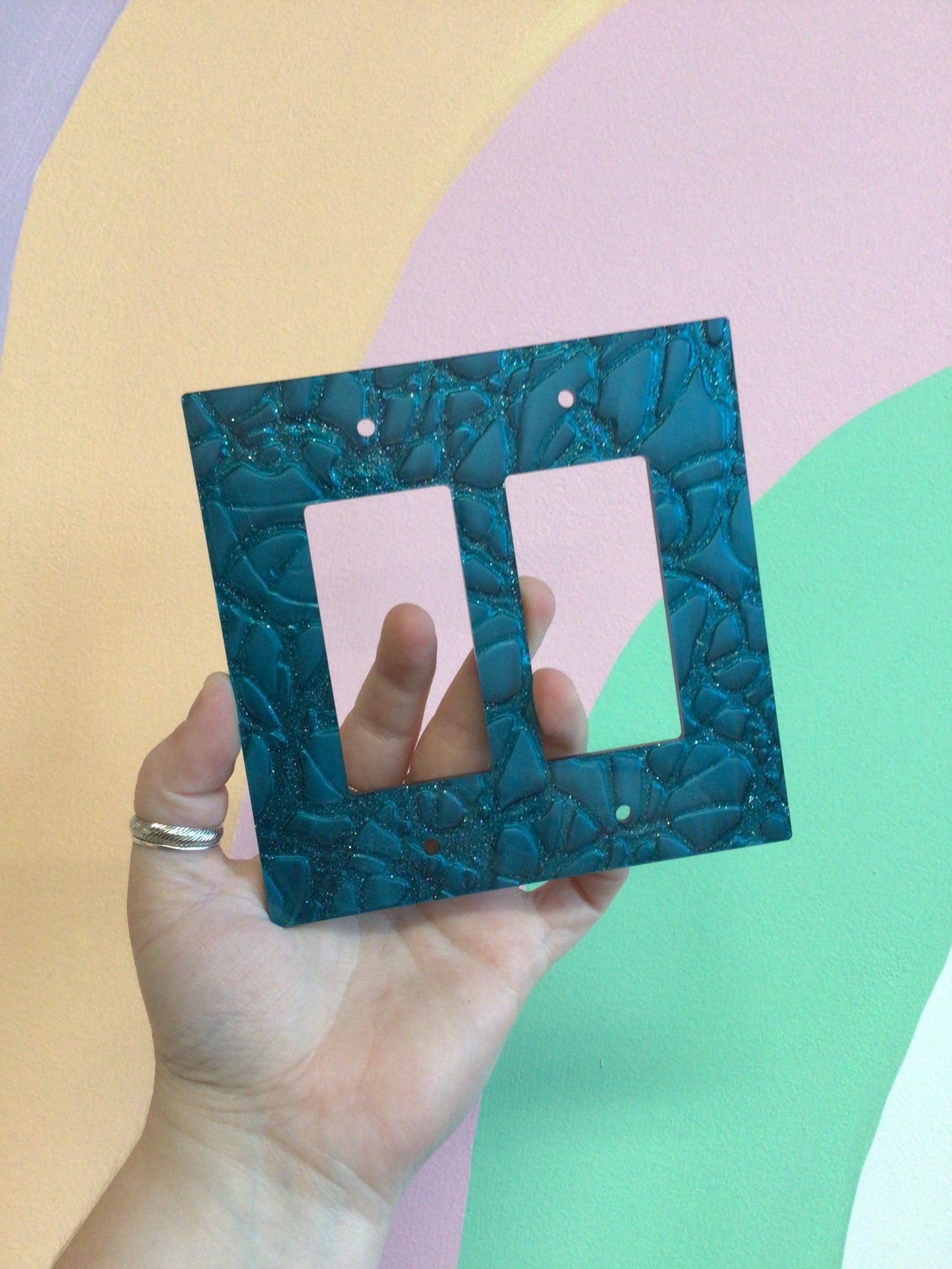 Teal Scales Outlet Cover