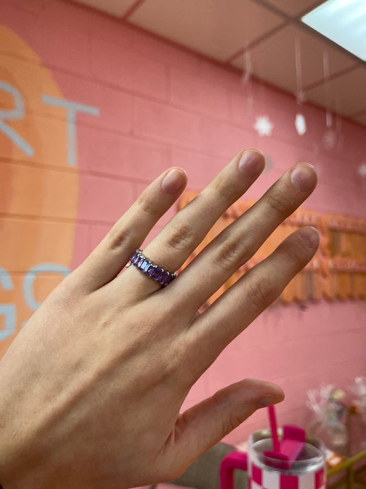 Purple gem titanium ring