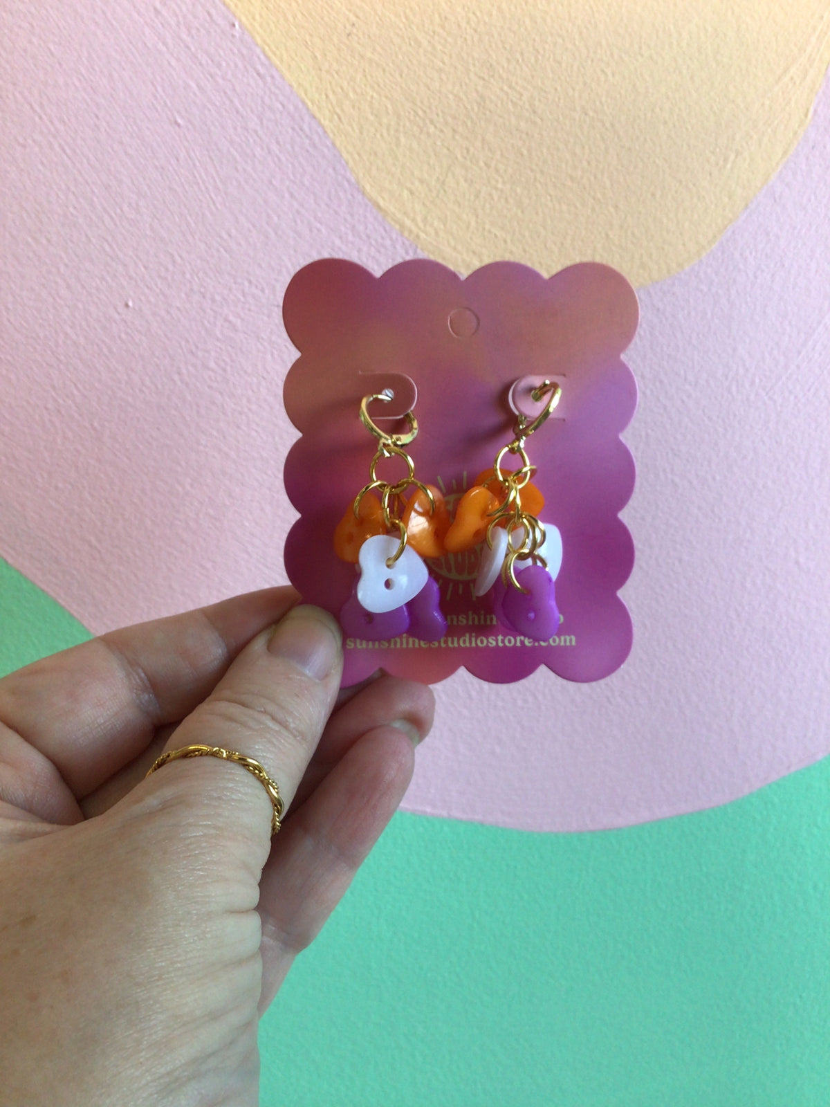 Bright and Fun Button Dangle Earrings