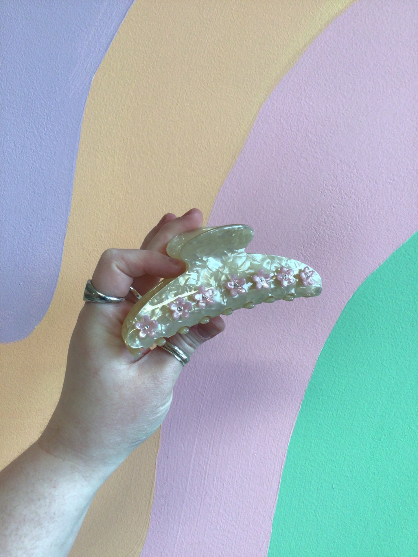 Appliqué Flower Hair Claws