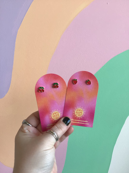 Tiny Fruit Enamel Earrings