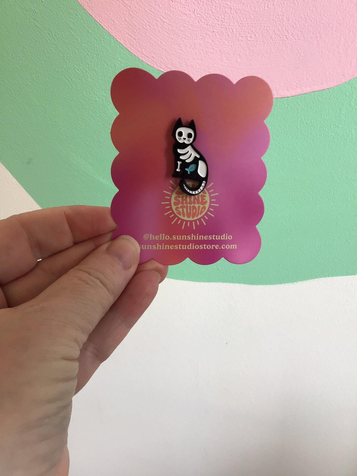 Skeleton-Cat Enamel Pins