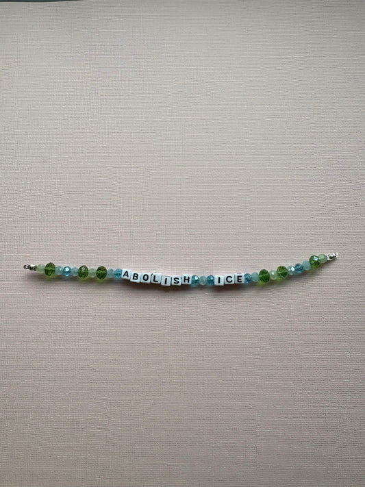 Abolish Ice blue and green bracelet or bag charm
