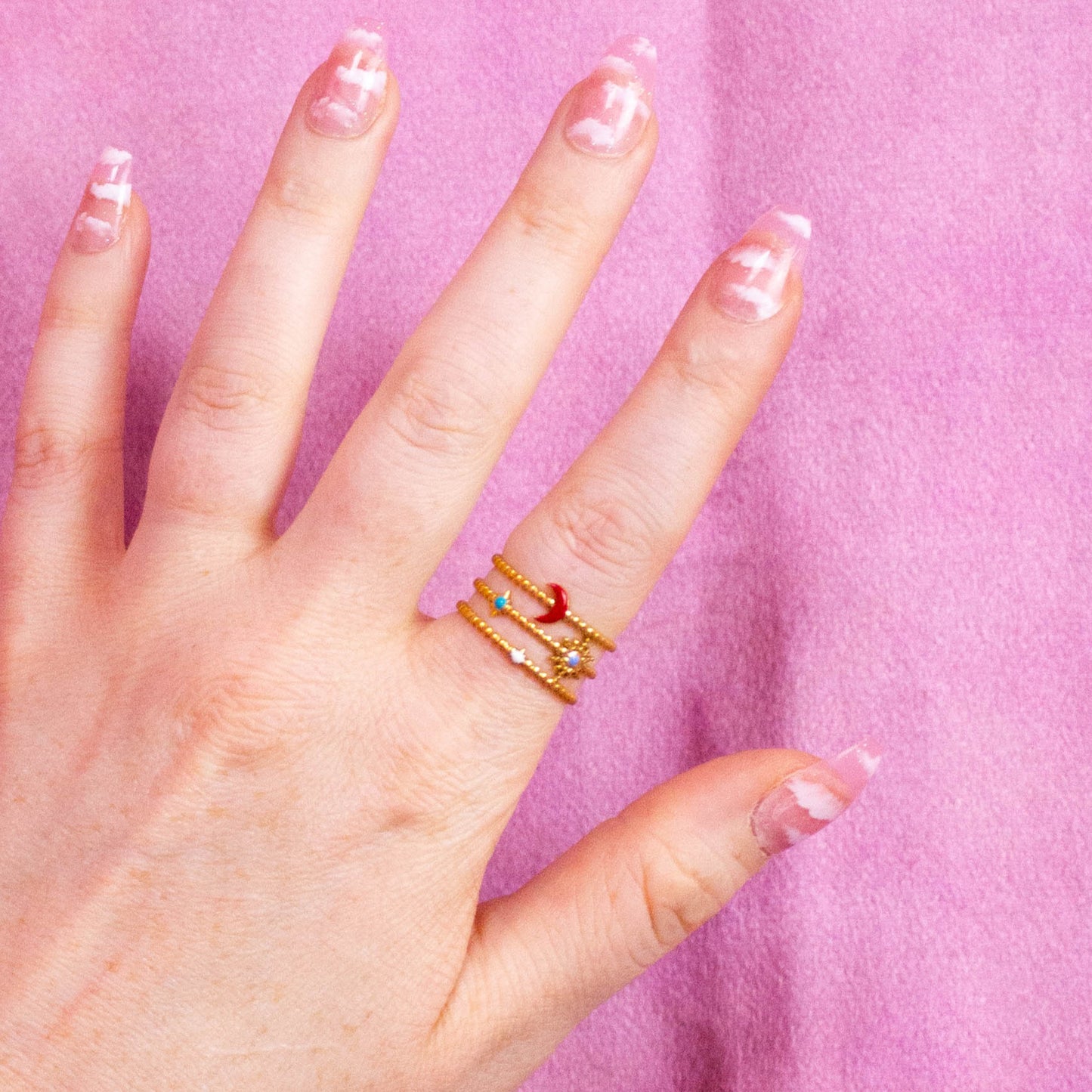 Adjustable Moon and Sun Titanium Ring