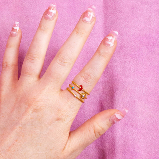 Adjustable Moon and Sun Titanium Ring