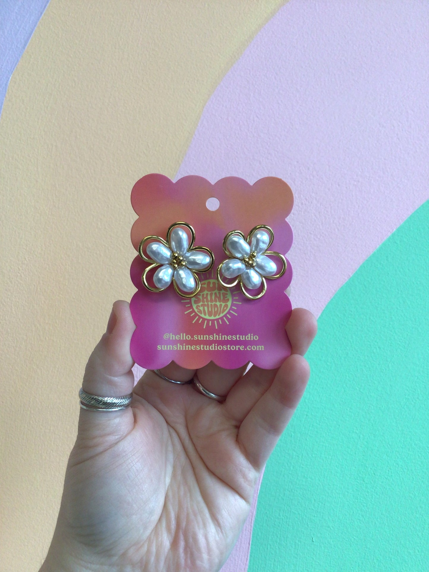 Pearly Poppy Titanium Earrings