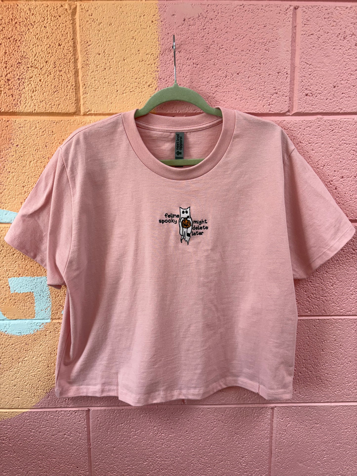 Feline Spooky Cat Ghost Embroidered Top