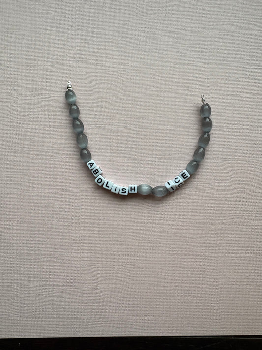 Abolish ICE silver bracelet or bag charm