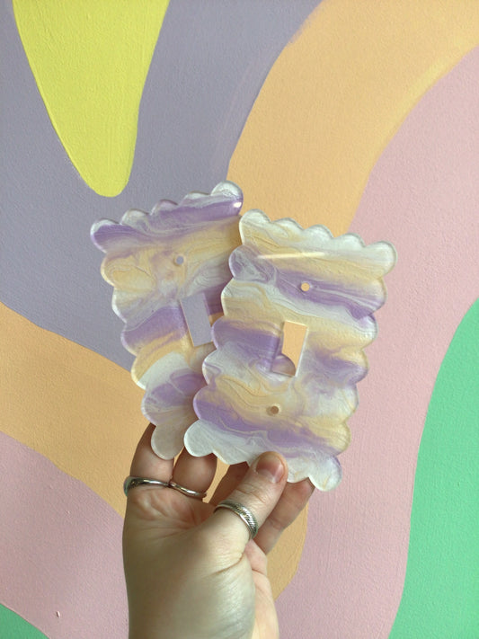 Lavender and Orange Marbled Outlet Covers