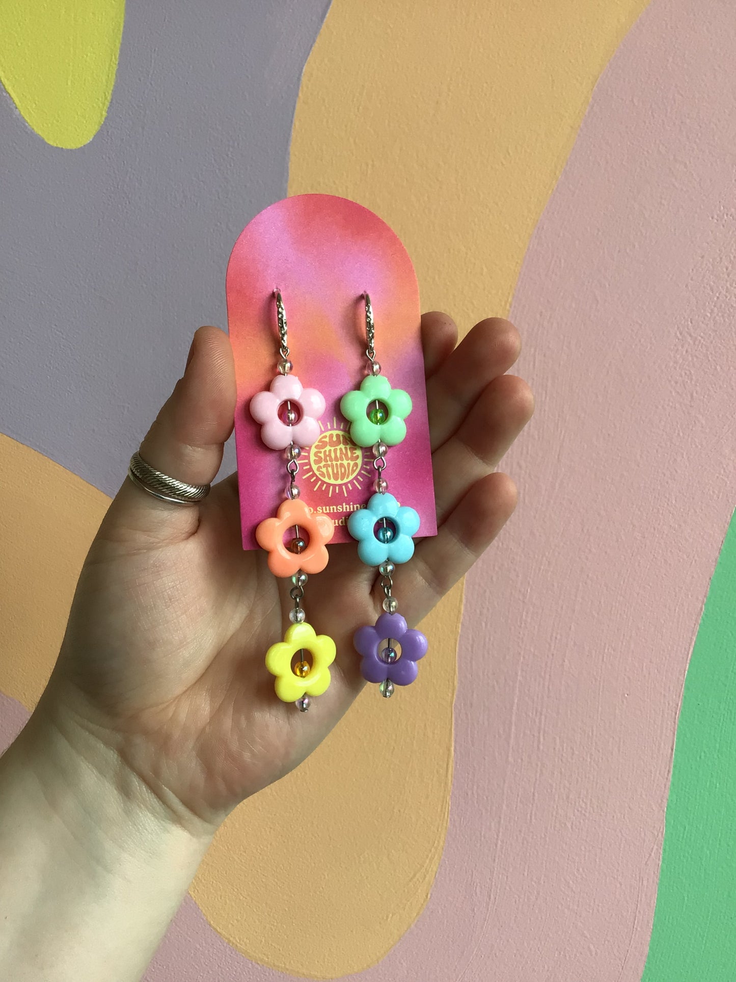 Happy Rainbow Daisy Earrings