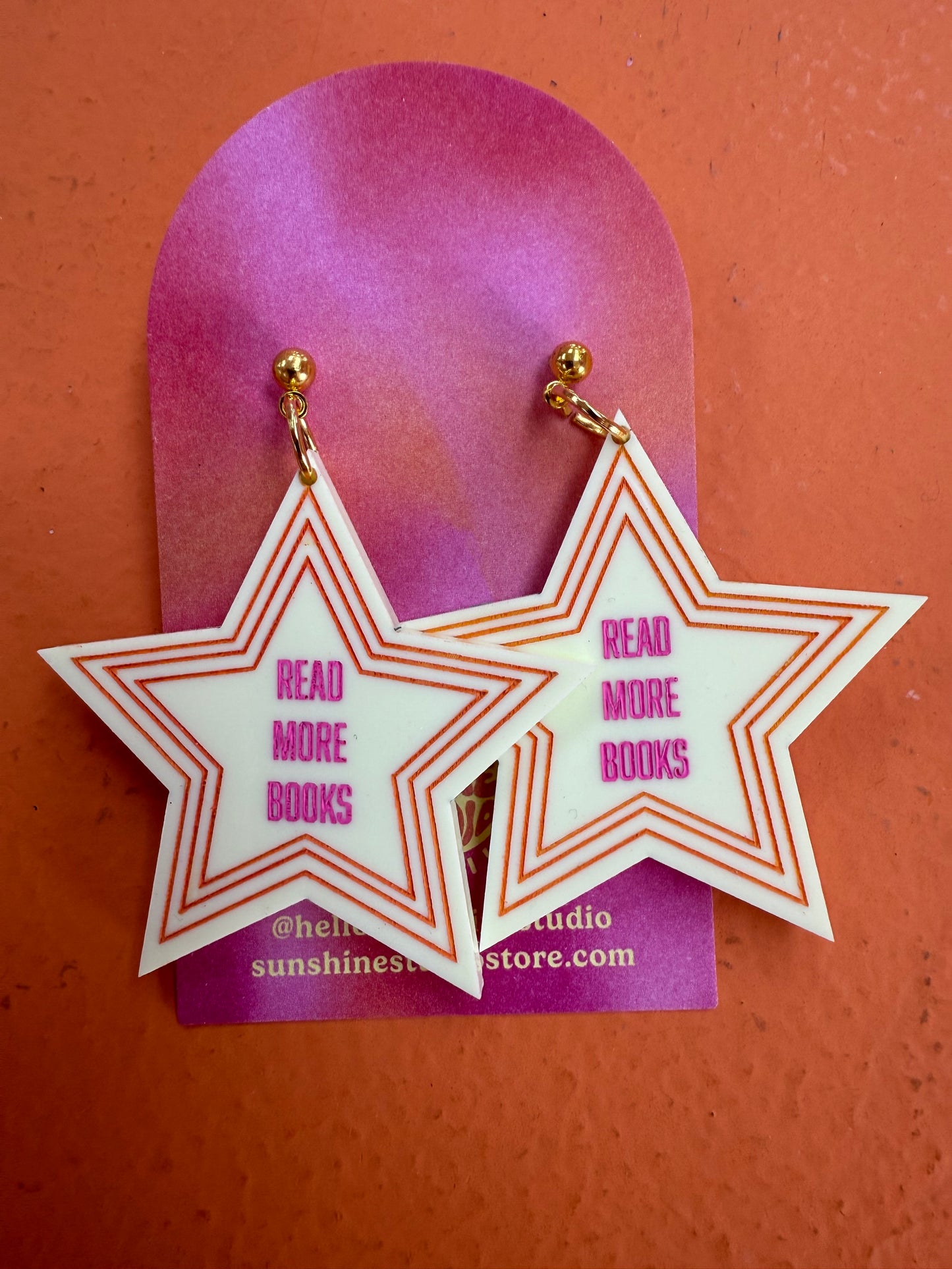 "Read More Books" Star Earrings