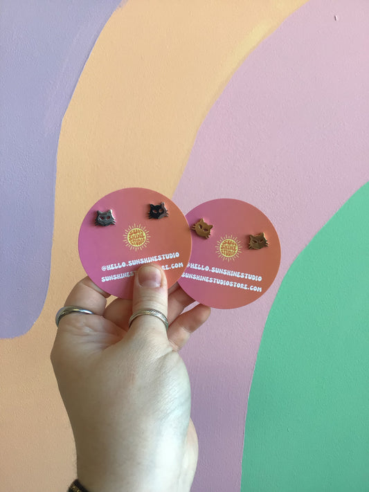 Tiny Cat Head Earrings