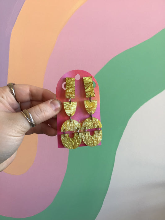 Yellow Scale Clip-On Earrings