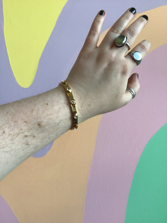Titanium Heart Studded Bangle