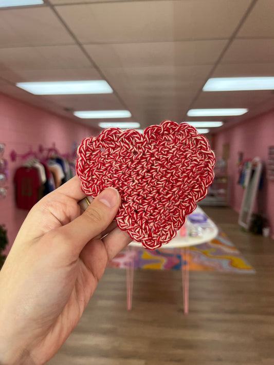 Crochet Heart Coaster