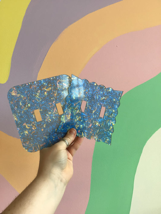 Blue and Gold Iridescent Marble Outlet Covers