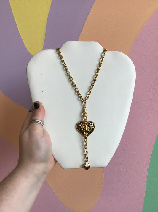 Titanium Cheetah Heart Necklace