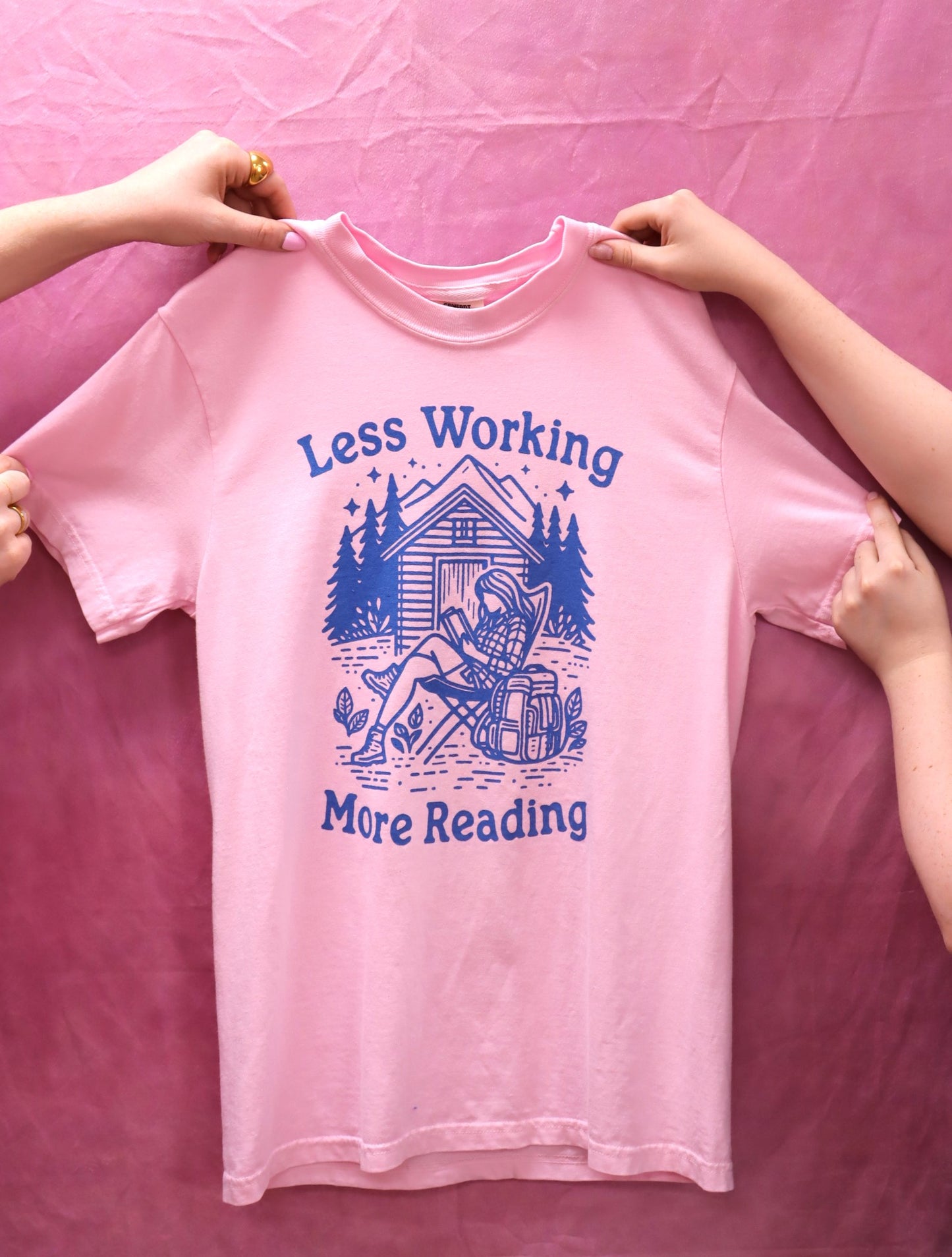 "Less Working, More Reading" Screen-printed Shirts