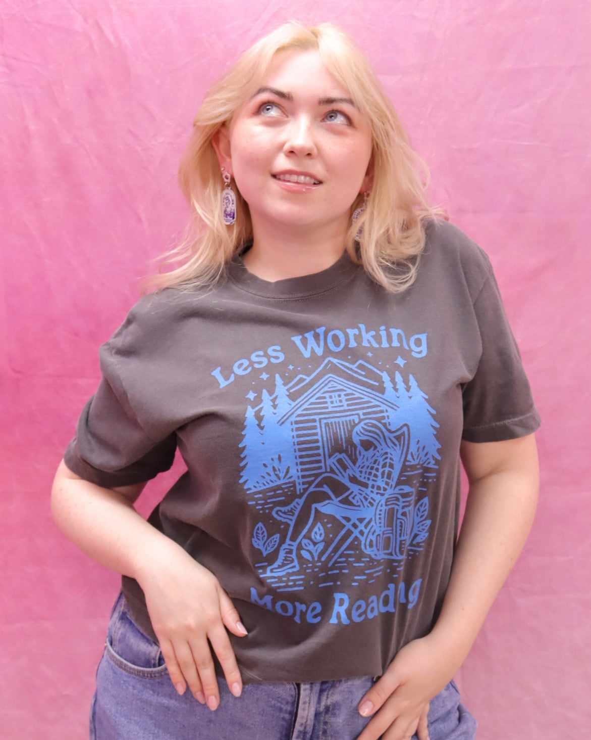 "Less Working, More Reading" Screen-printed Shirts