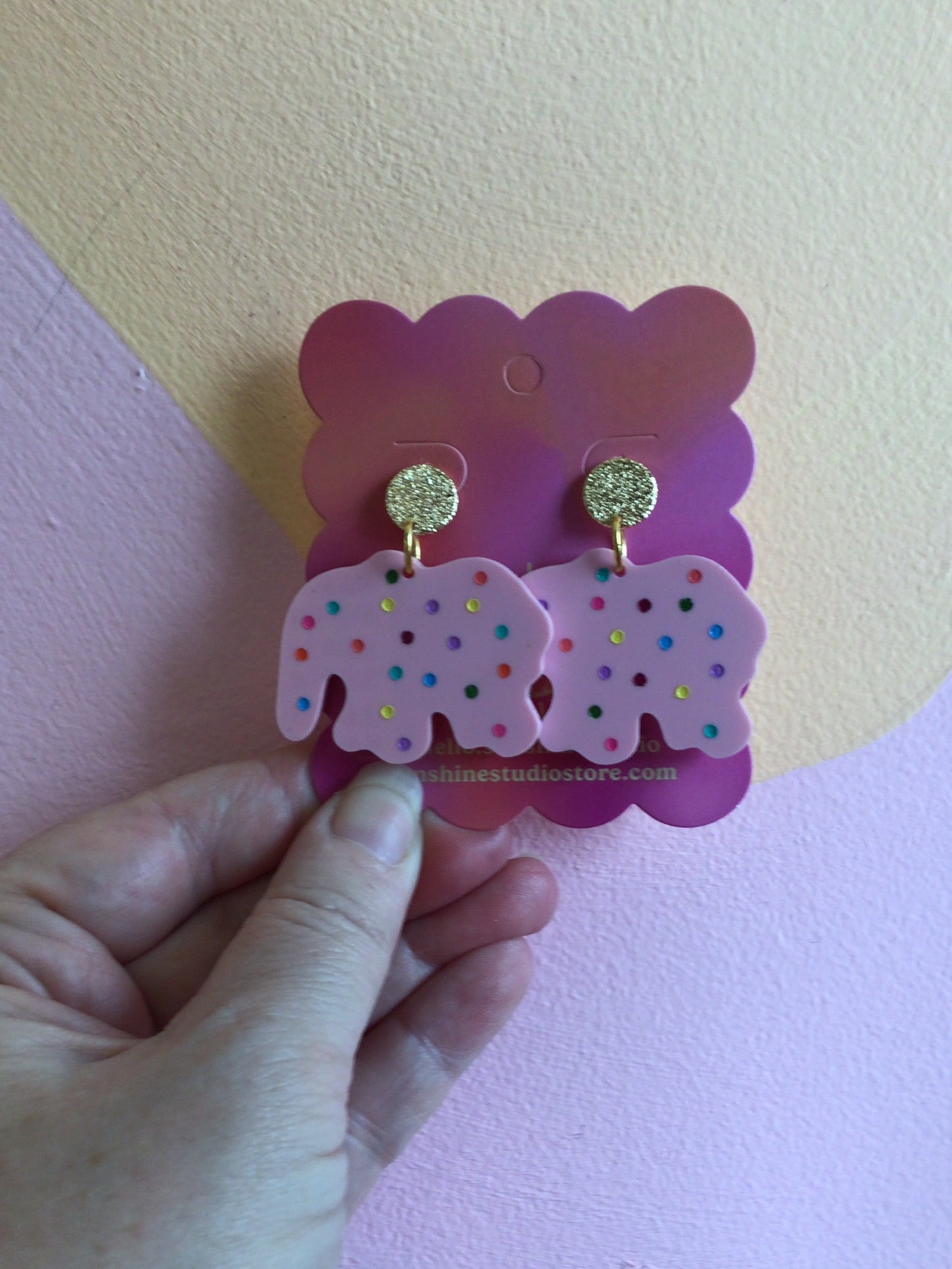 Pink Frosted Animal Cracker Earrings