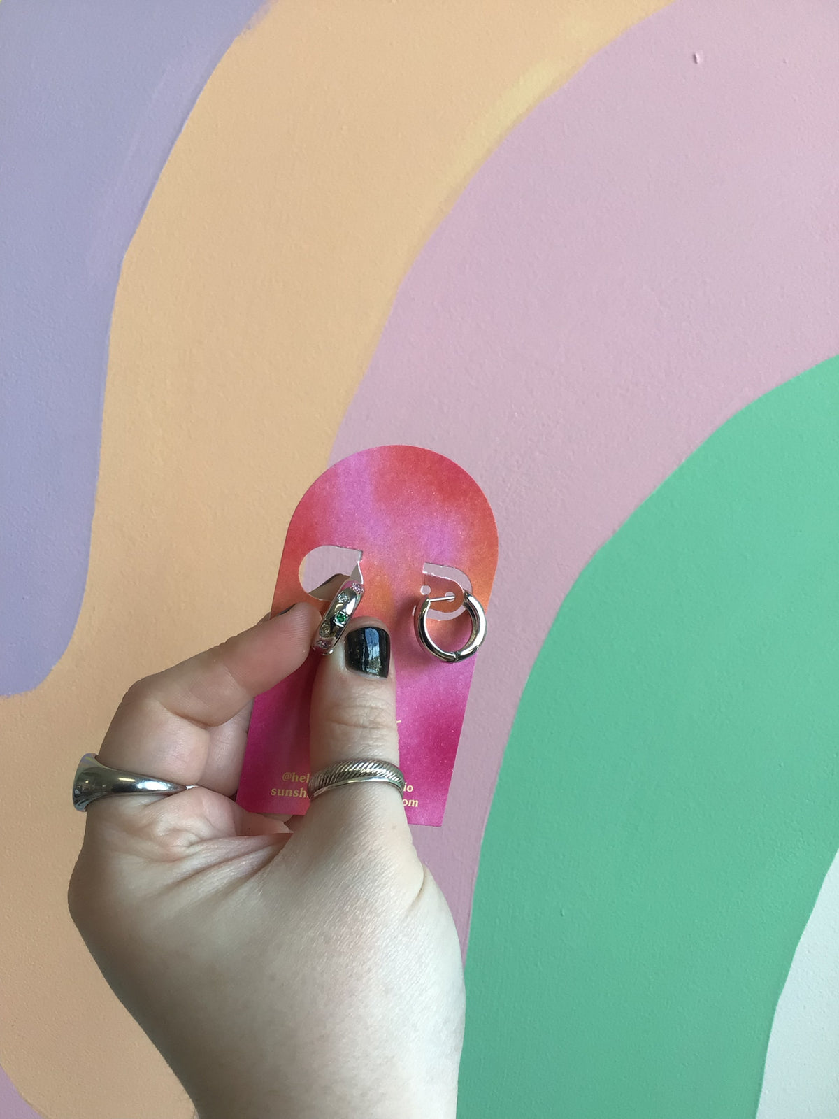 Brass Colorful Gem Hoops