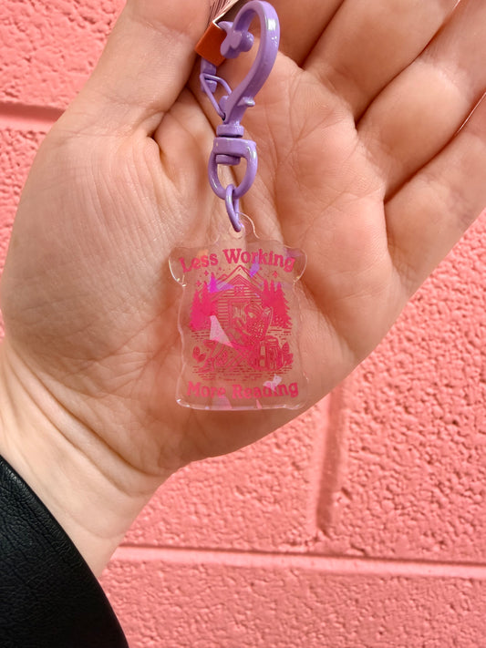 Colorful “Less Working More Reading Keychain”