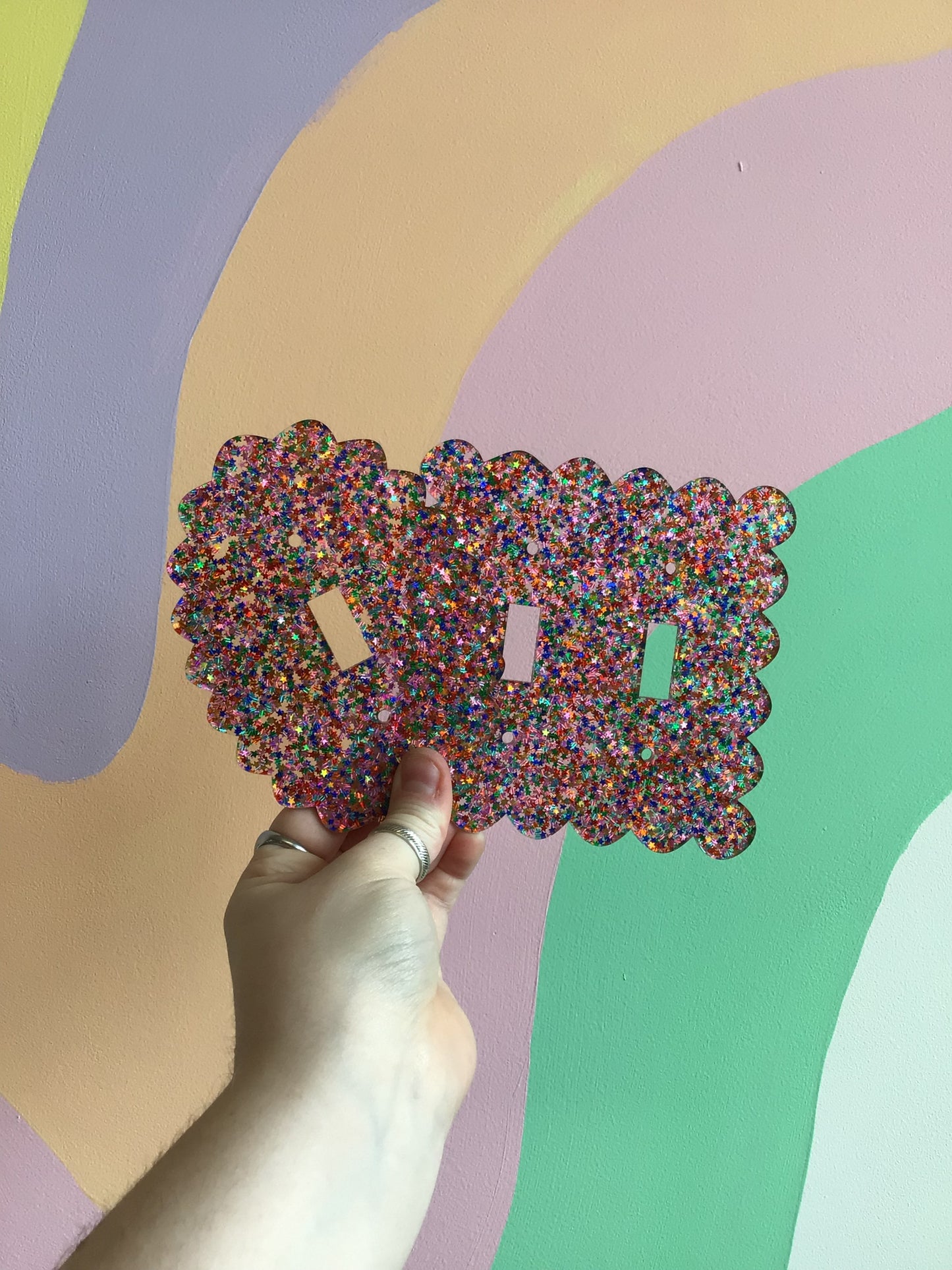 Rainbow Glitter Star Outlet Covers