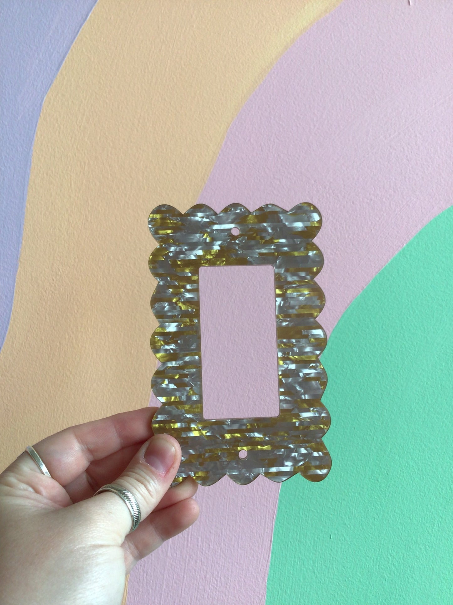 Silver Gold Stripe Outlet Cover