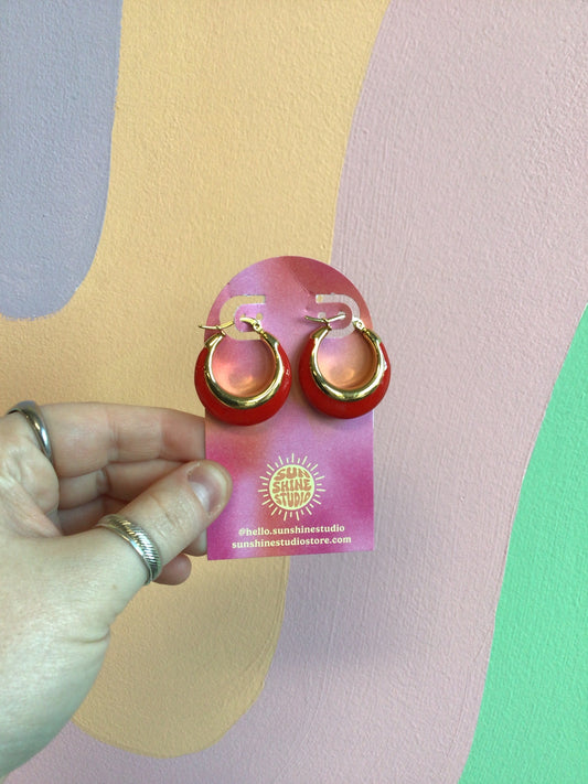 Red Statement Titanium Hoops