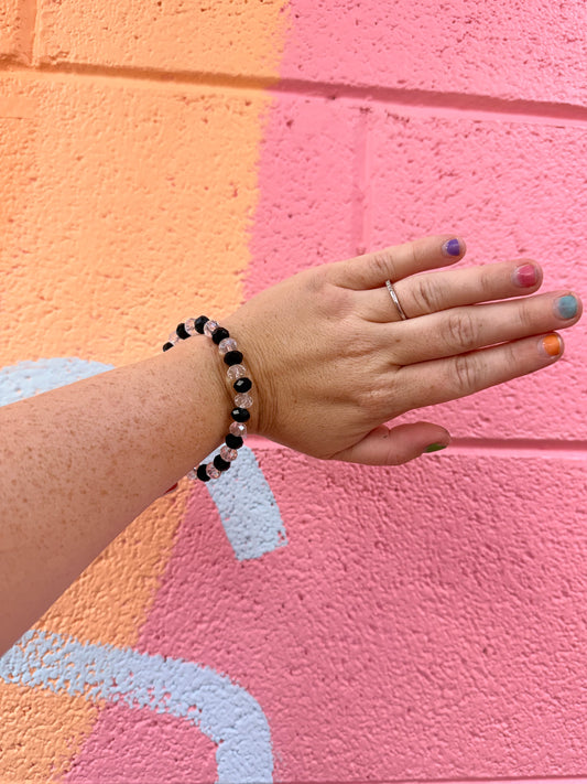 Transparent and Black Beaded Bracelet